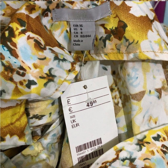H&M Floral One-Shoulder Dress with Yellow Accents size US 8 NWT - Picture 2 of 3